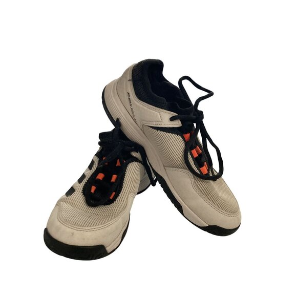 Adidas gw2997  Junior kids Size 2 White Black Mesh Tennis sneakers Shoes - Picture 1 of 8